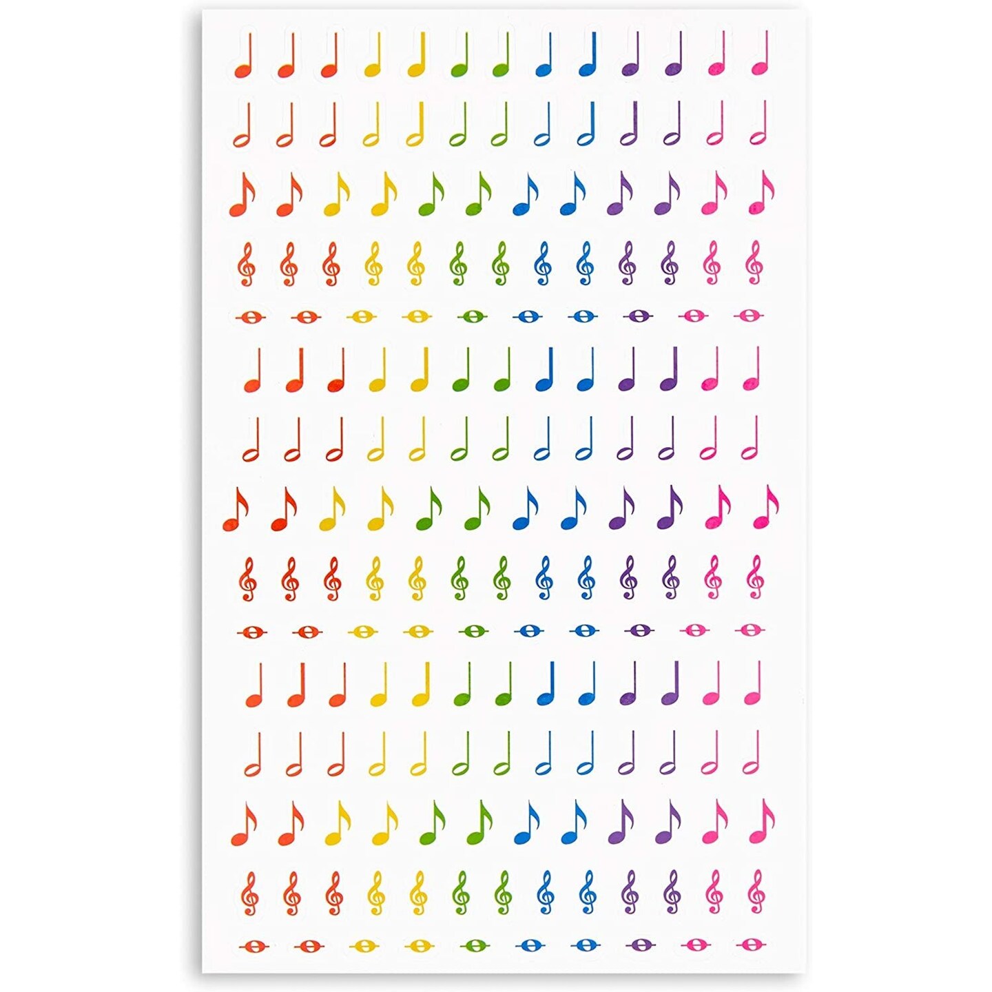 Music Note Stickers, Sticker Sheets (Rainbow, 18 Sheets, 3000 Pieces)