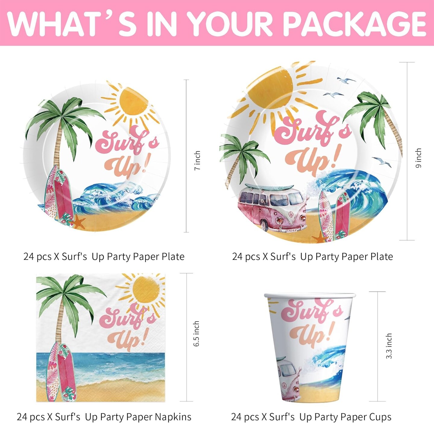 Surfs Up Party Decorations Girls Summer Tableware