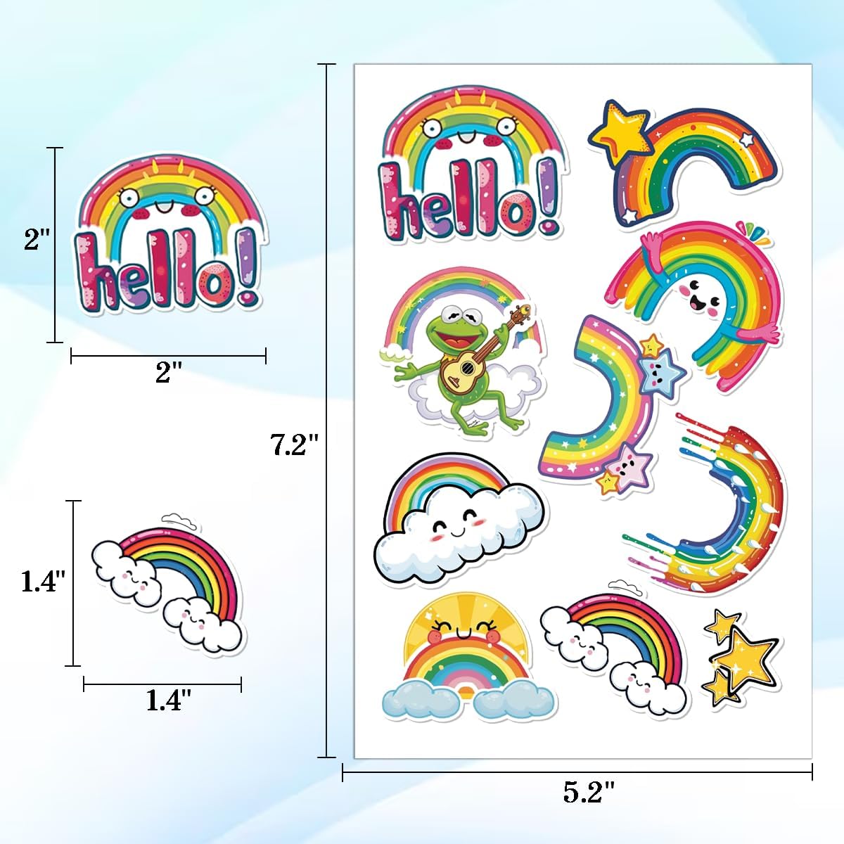 100Pcs Rainbow Stickers for Kids, Rainbow Themed Party Favors Waterproof Decals for Water Bottles Laptop Luggage Computer Scrapbooking Teens Adults Girls Kids Funny Birthday Decorations