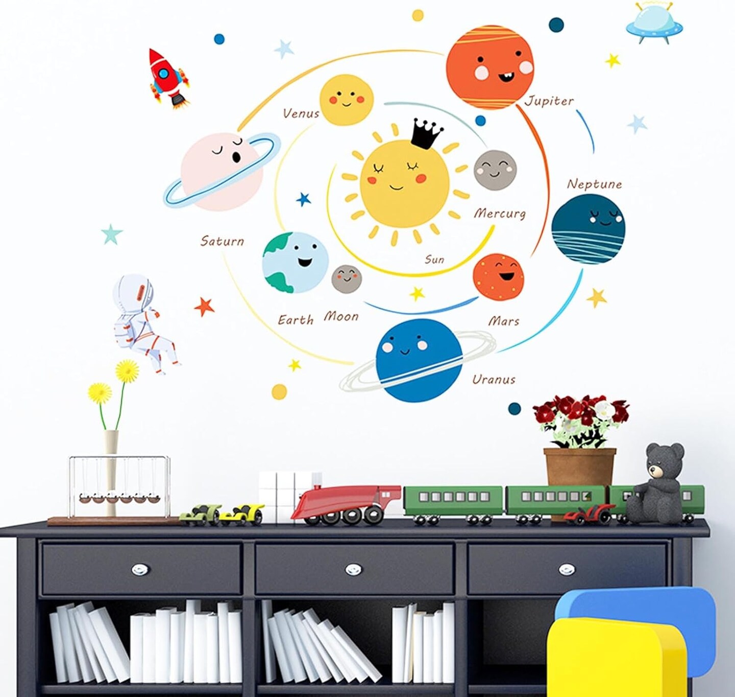 Solar System Wall Stickers – Planet & Space Decals for Kids’ Bedroom, Nursery & Classroom