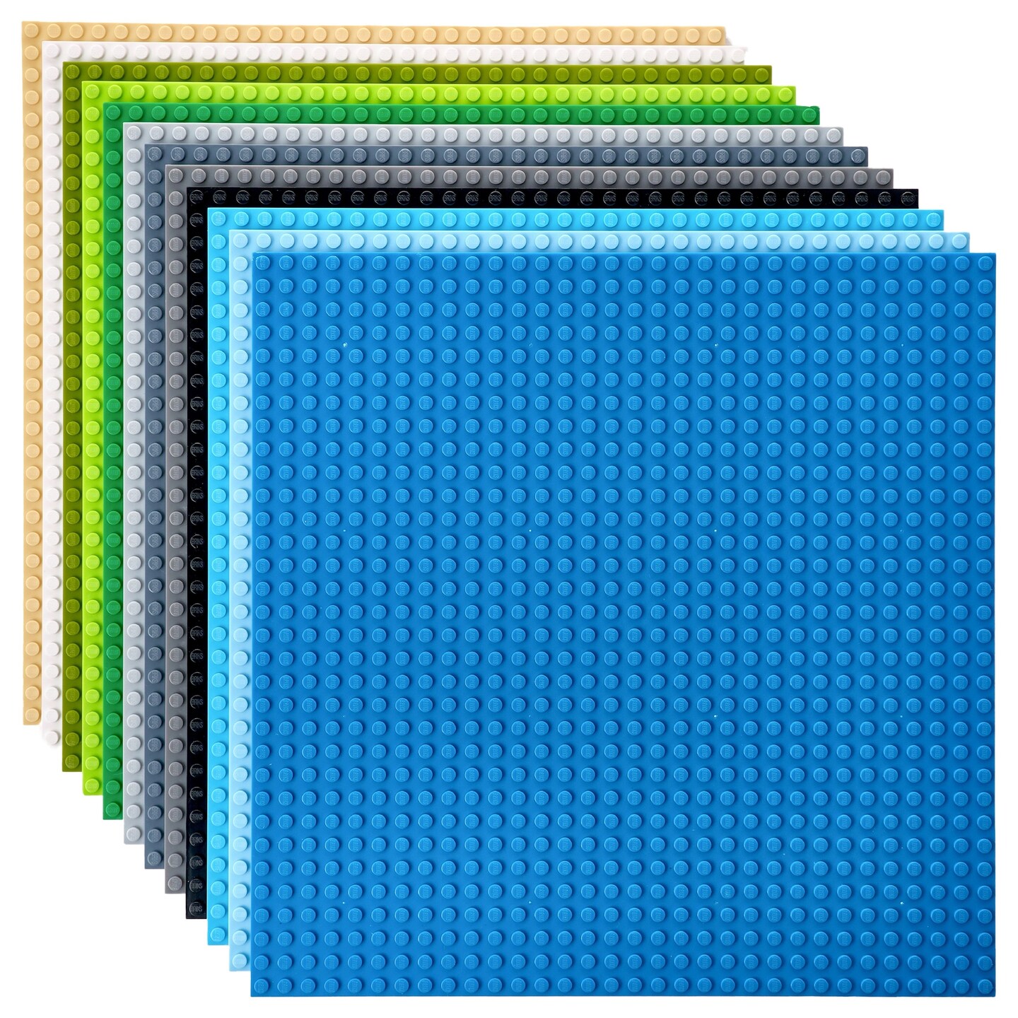 Strictly Briks Compatible with Lego 12 Pack of Classic Baseplate 10x10 - Stackable Baseplates - Building Bricks with 32 x 32 Studs, Mats, Bases, Boards Compatible with All Major Brands, Nature