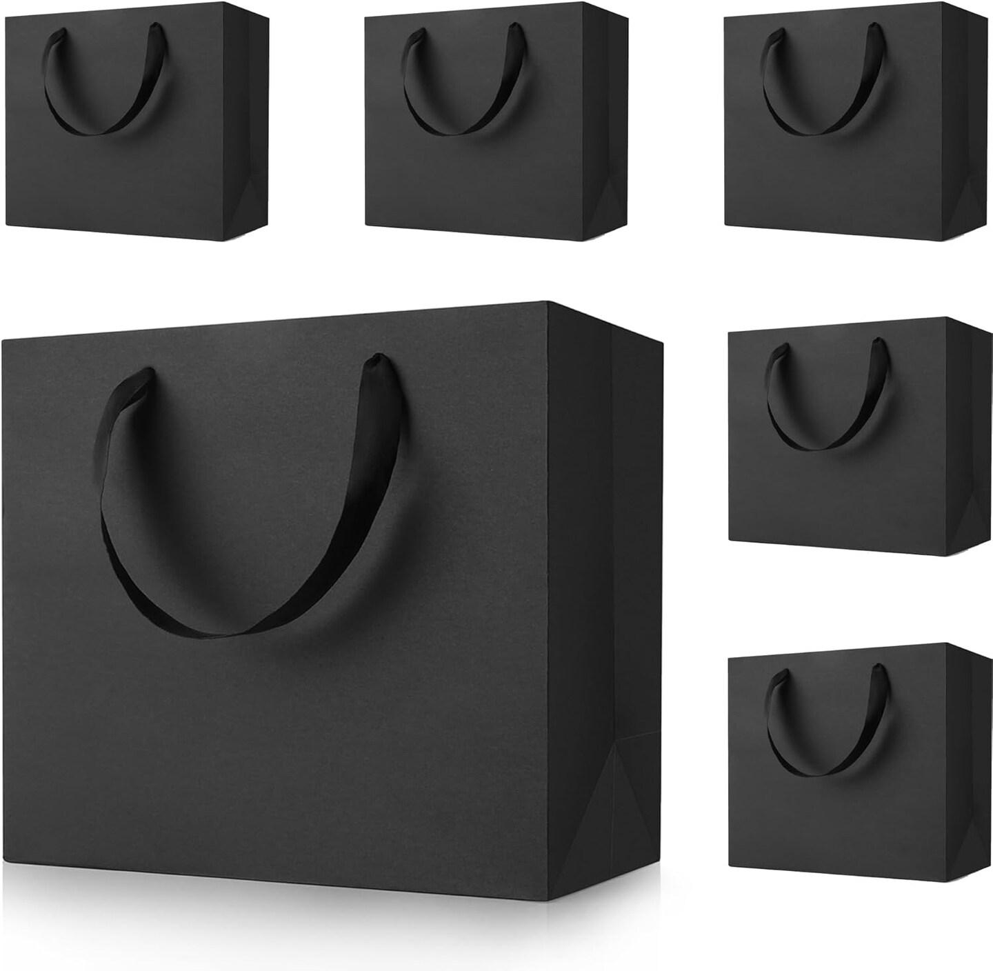 Black Gift Bags With Handles: 12.5x4.5x11 Inch 6pcs Large Paper Bags Bulk For Party Shopping Wedding Birthday