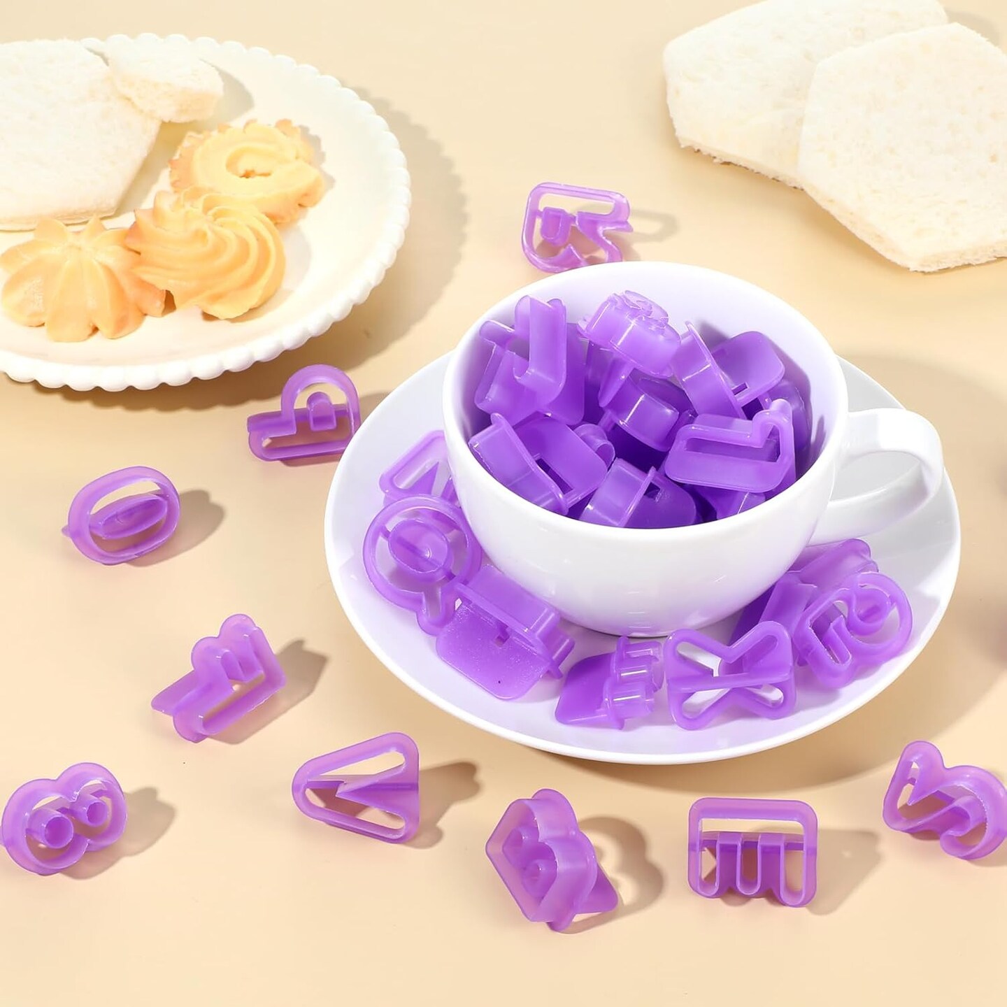Alphabet &#x26; Number Fondant Cutter Set Purple Mini Molds 40 Pieces
