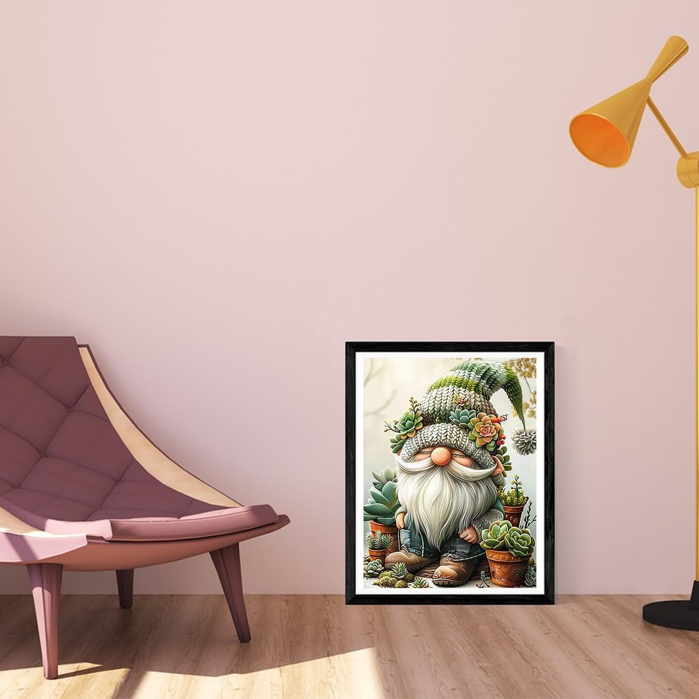 DIY Easy Gnome Paint by Numbers Kit for Adults,Unframed Succulents Gnome Oil Paint by Number Kits for Beginner,Acrylic Painting Kits for Home Wall Decor 16X20 Inch.