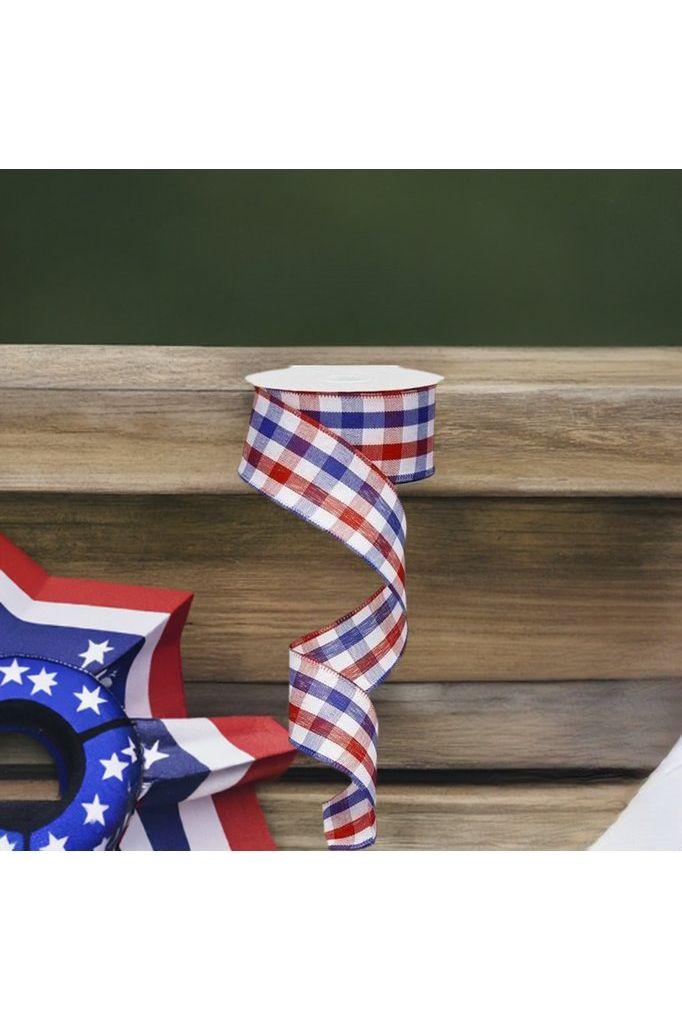 1.5&#x22; Patriotic Gingham Plaid Ribbon: Red, White &#x26; Blue (10 Yards)