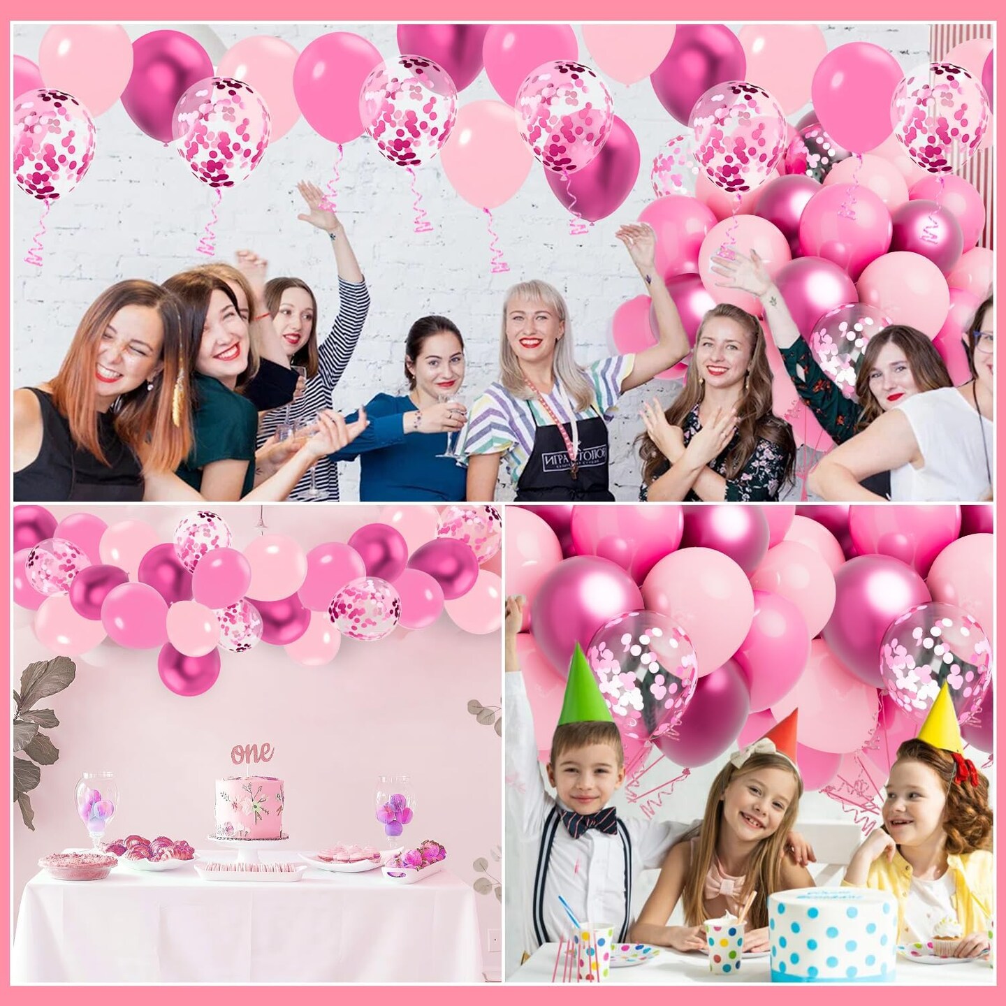 Pink Balloons, 60 Pcs Hot Pink Balloons