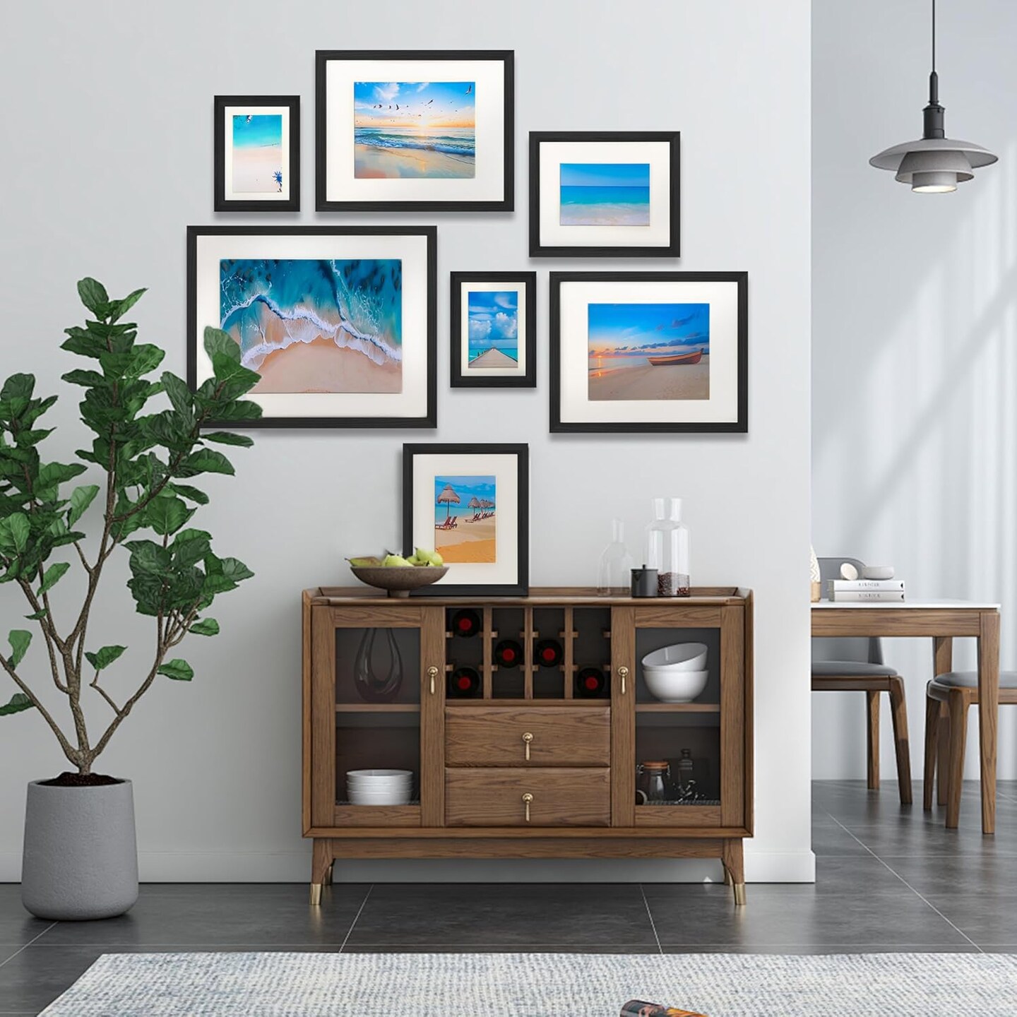 7 Pack Picture Frames Collage Wall Decor, Gallery Wall Frame Set for Wall Mounting or Tabletop Display, Multi Sizes Including 16x20-1, 11x14-2, 8x10-2&#xFF0C;5x7-2 Family Photo Frames,Made of Solid Wood&#xFF0C;Black