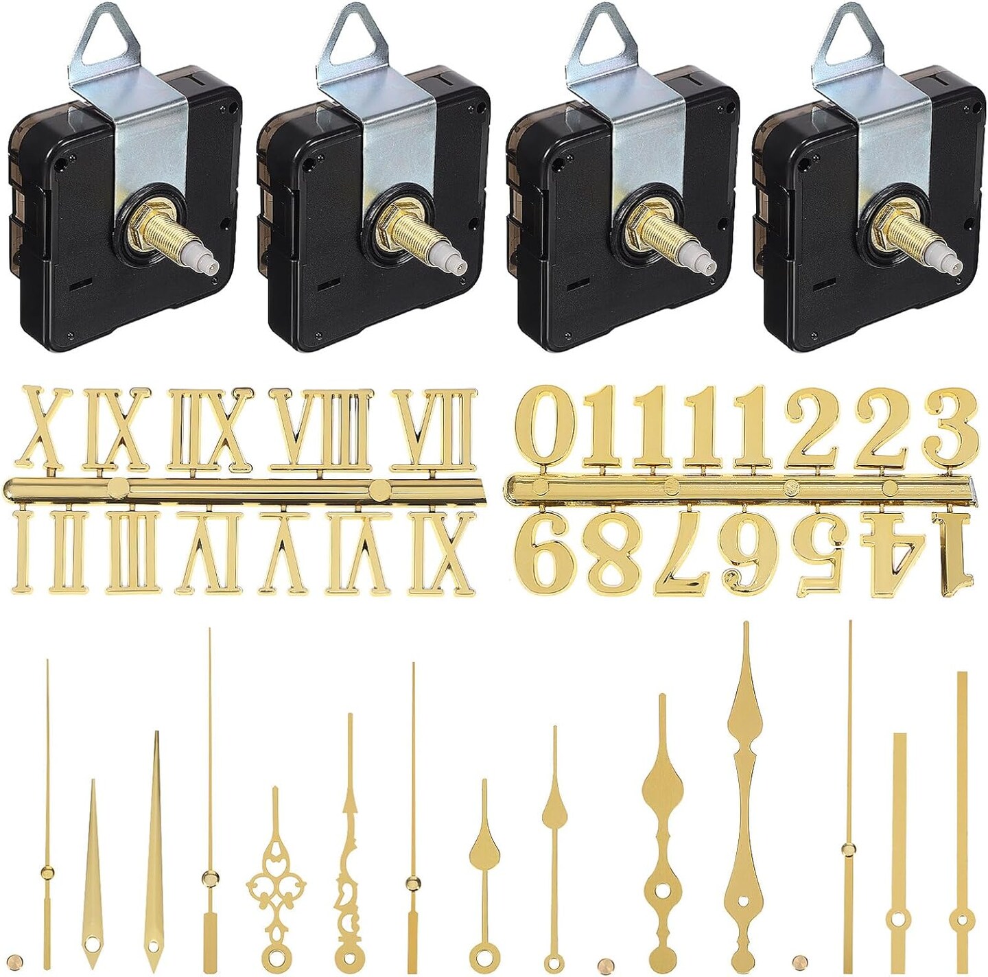 DIY Clock Repair Kit – Gold Needle Quartz Movement (29 mm Shaft) with 6 Hands, 7.09×2.48×1.93 Inches