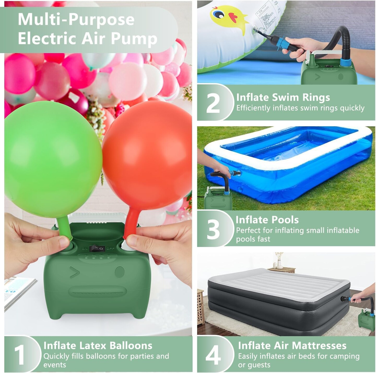 600W Electric Balloon Pump – Portable Dual Nozzle Inflator for Balloons & Party Decorations