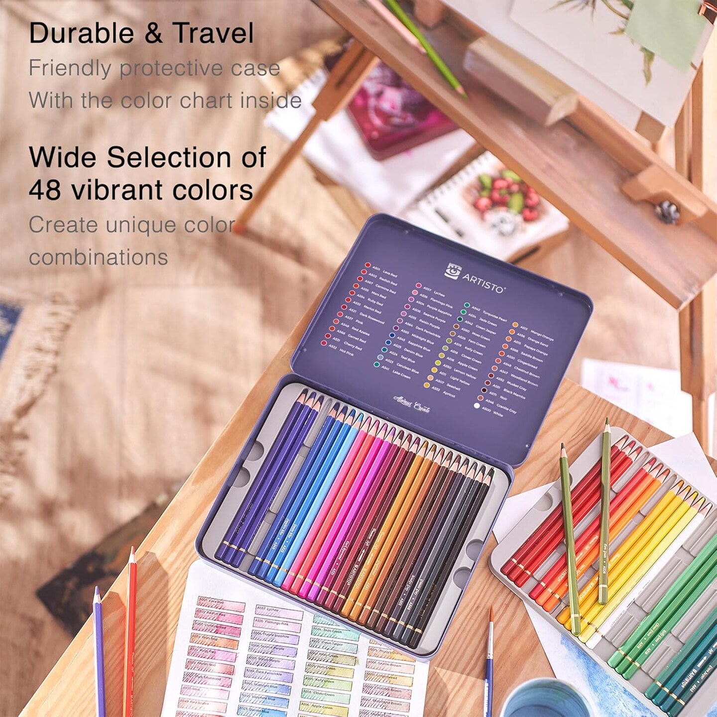 Premium Watercolor Pencils | Set of 48, Quality 3.5mm Soft Core Leads, Water-Soluble Pencils, Perfect for Beginner & Advanced Artists