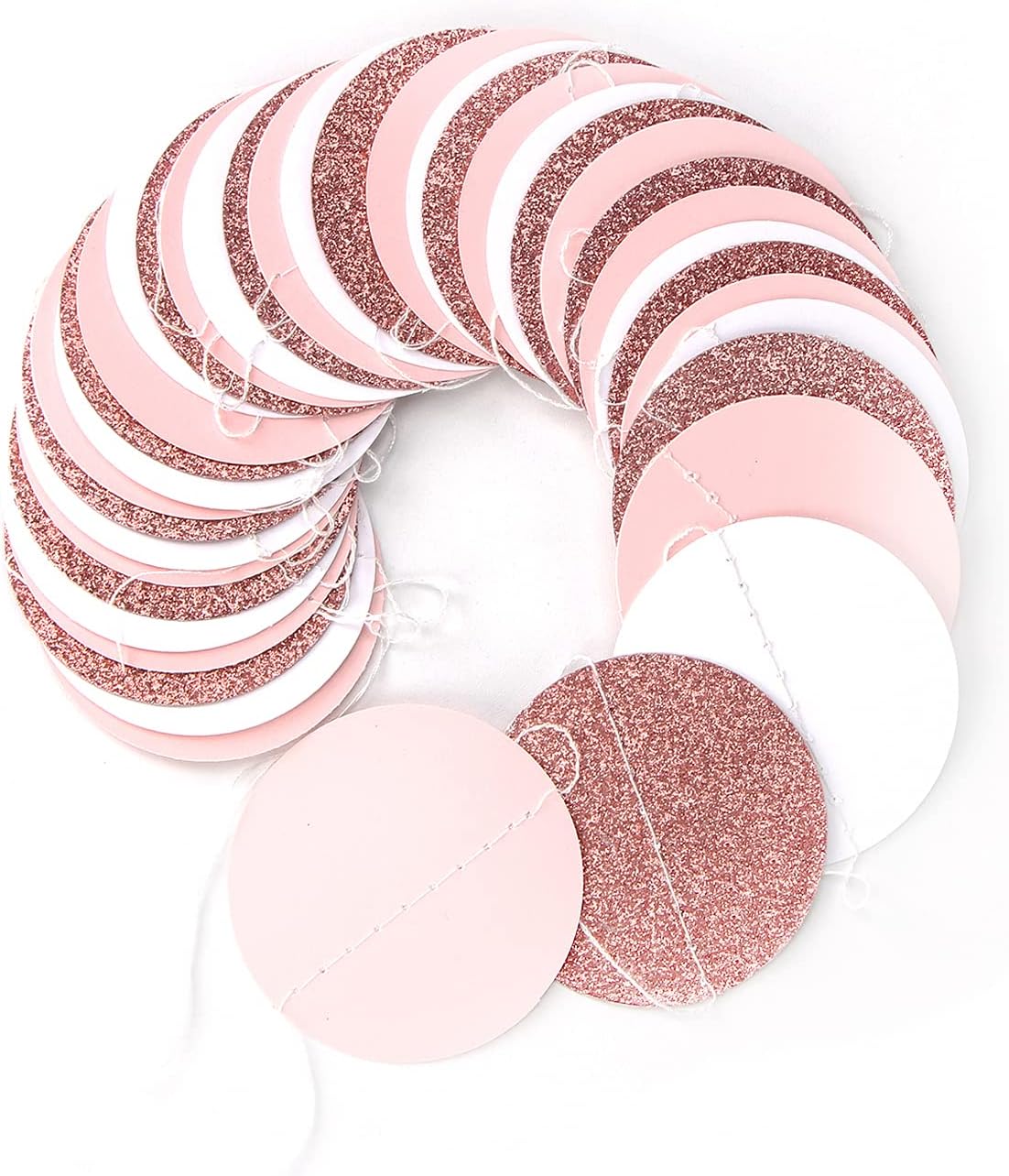 Rose-Gold Pink White Party Decorations Paper-Garland - 52Ft Birthday Baby Bridal Shower Decoration Streamers Banner,Mothers Day Bachelorette Engagement Wedding Party Supplies Bunting