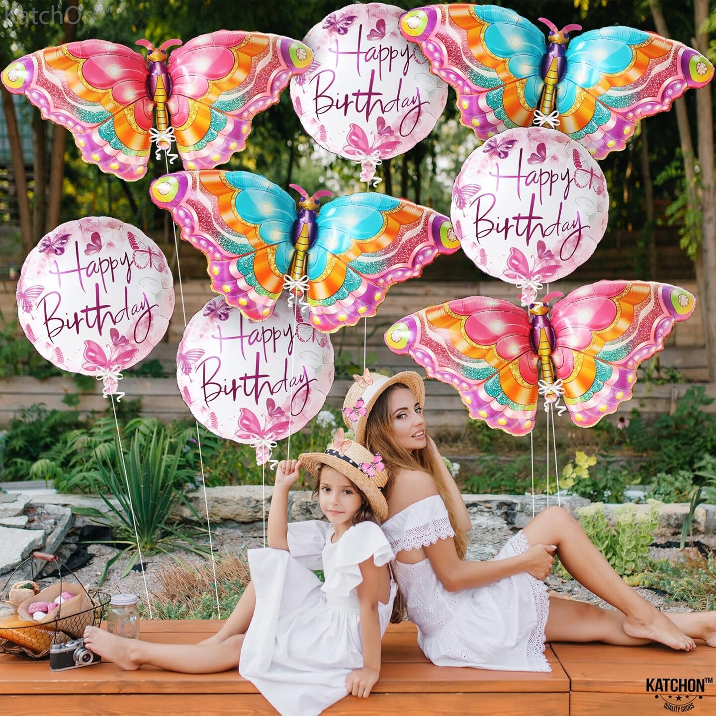 Big, Butterfly Balloons for Birthday Party - 39 Inch, Pack of 8 | Happy Birthday Fairy Balloon | Butterfly Foil Balloons for Butterfly Birthday Decorations | Fairy Party Decorations for Girl