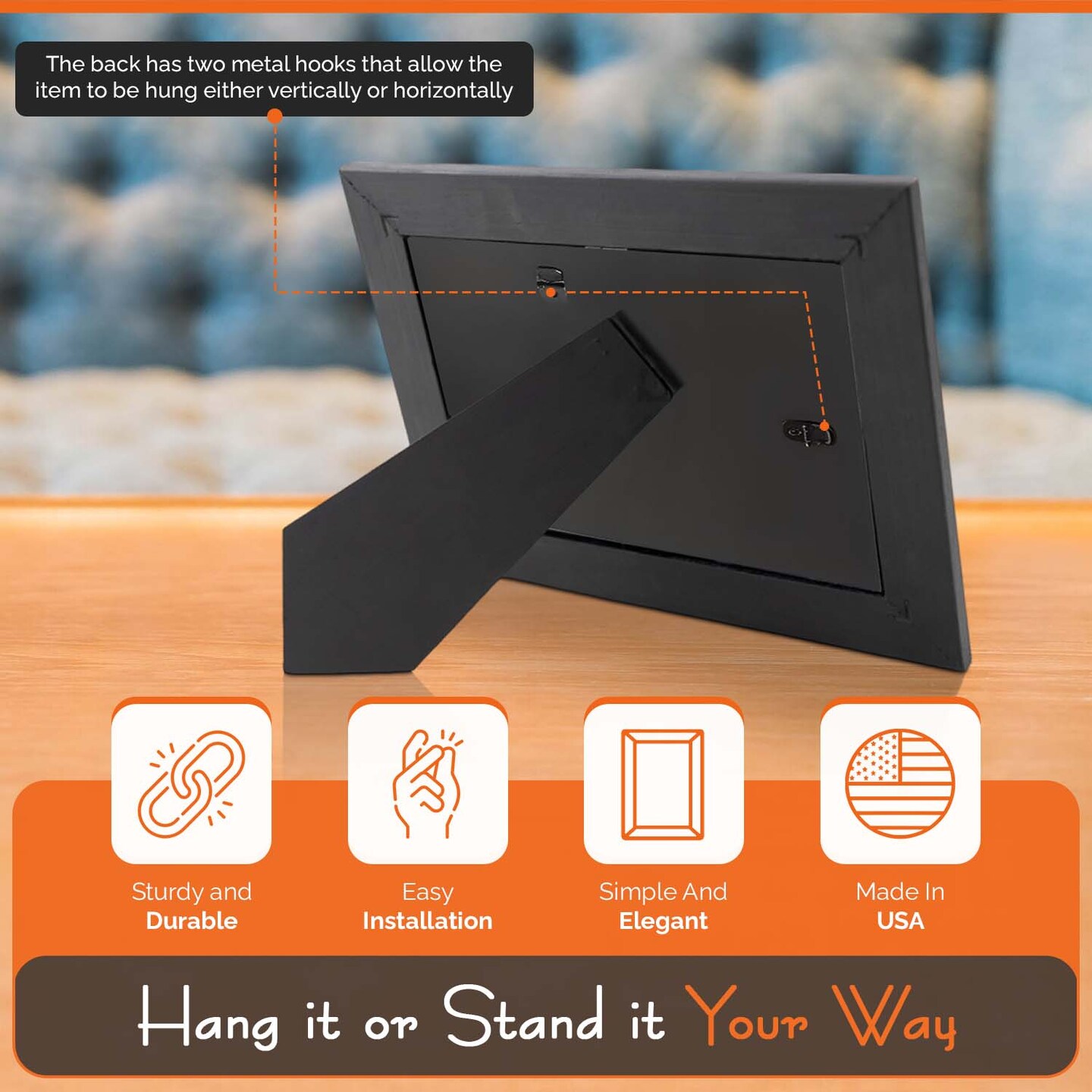 Adjustable DIY Easel Backs | Solid Black Cardboard Back | Fits Most Photo Frames | USA Designed and Made