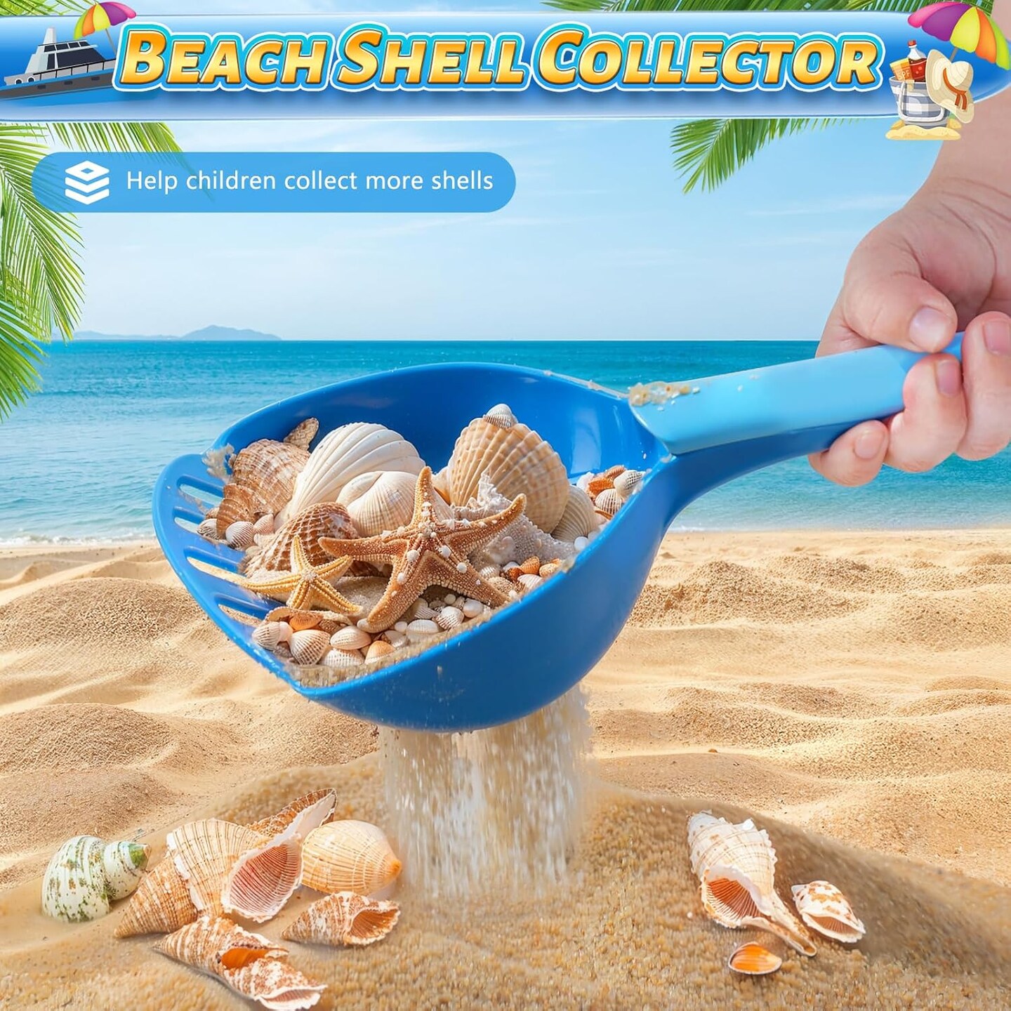 Beach Sand Toys for Kids with Collapsible Bucket and Mesh Bag, Toddlers Filter Sand Scooper Mesh Shovel Cover for Collecting Shells, Castle Molds, 16 Pcs Beach Essentials Toys for Summer Outdoor Beach