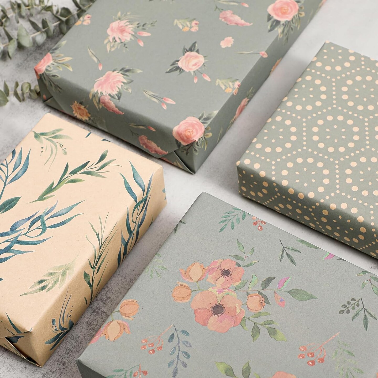 Wrapping Paper of Stylishly Designed Folded Kraft Wrapping Paper 12 Sheets Recycled Gift Wrapping Paper 20" X 29"