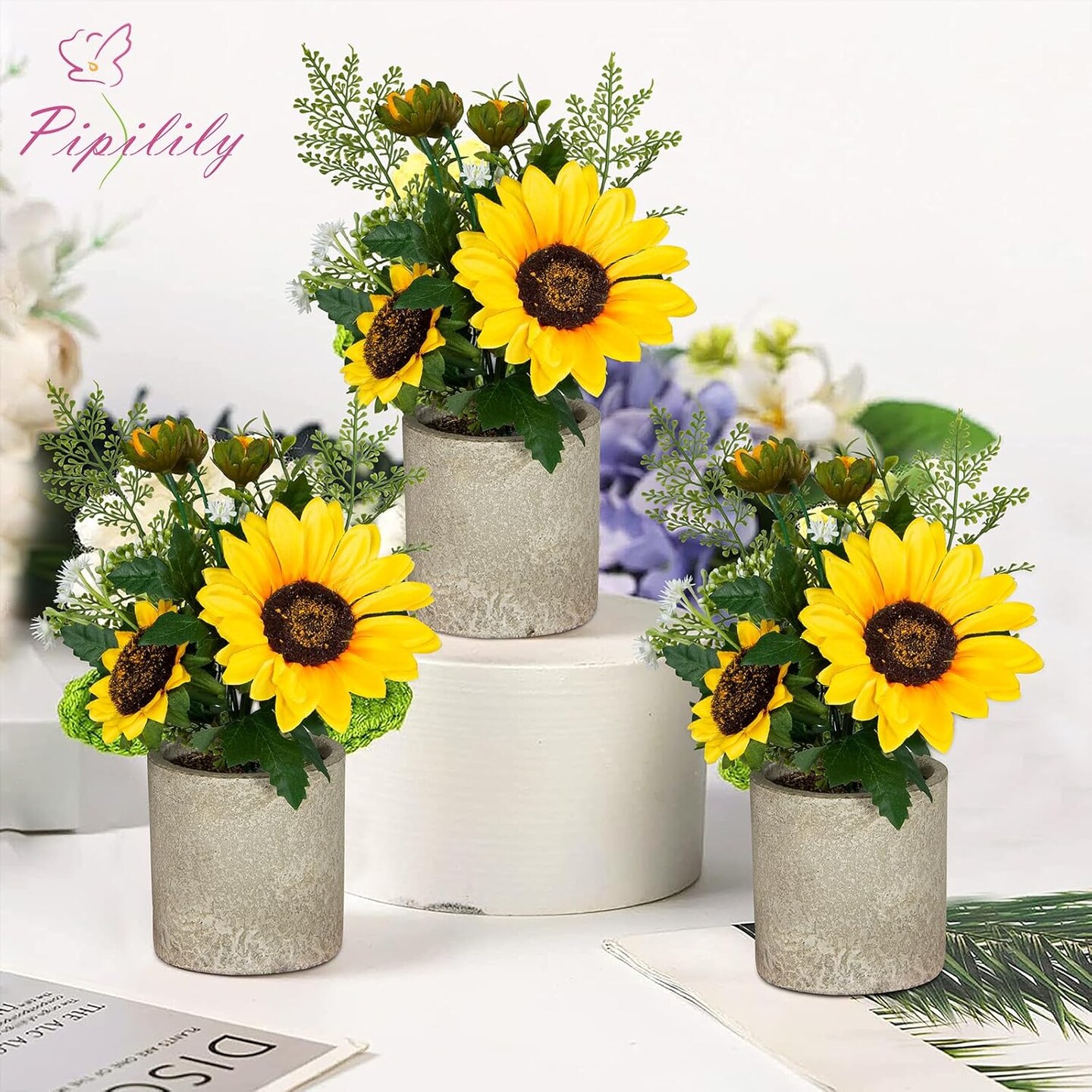 Artificial Sunflowers Decor - 4 Pack