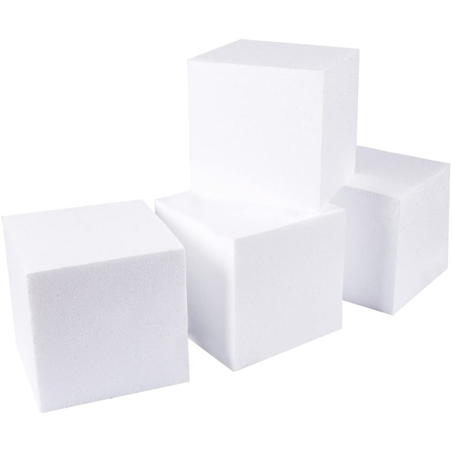 4 Pack Foam Cube Squares for Crafts - Polystyrene Blocks for DIY Projects, Models, Arts Supplies (6x6x6", White)