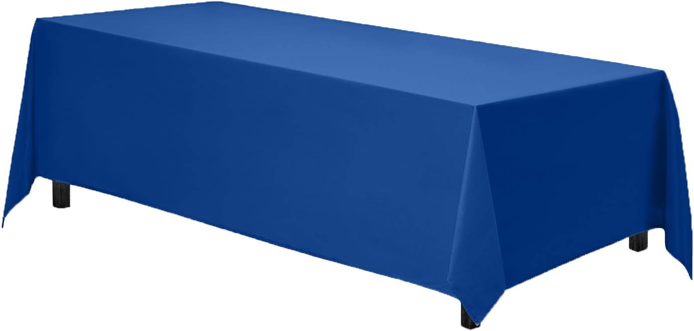 Rectangle Tablecloth - 90 x 156 Inch Royal Blue Table Cloth for 8 Foot Table with Floor-Length Drop - Heavy Duty Washable Fabric - 8 Ft Buffet Table, Holiday Party, Wedding &#x26; Baby Shower