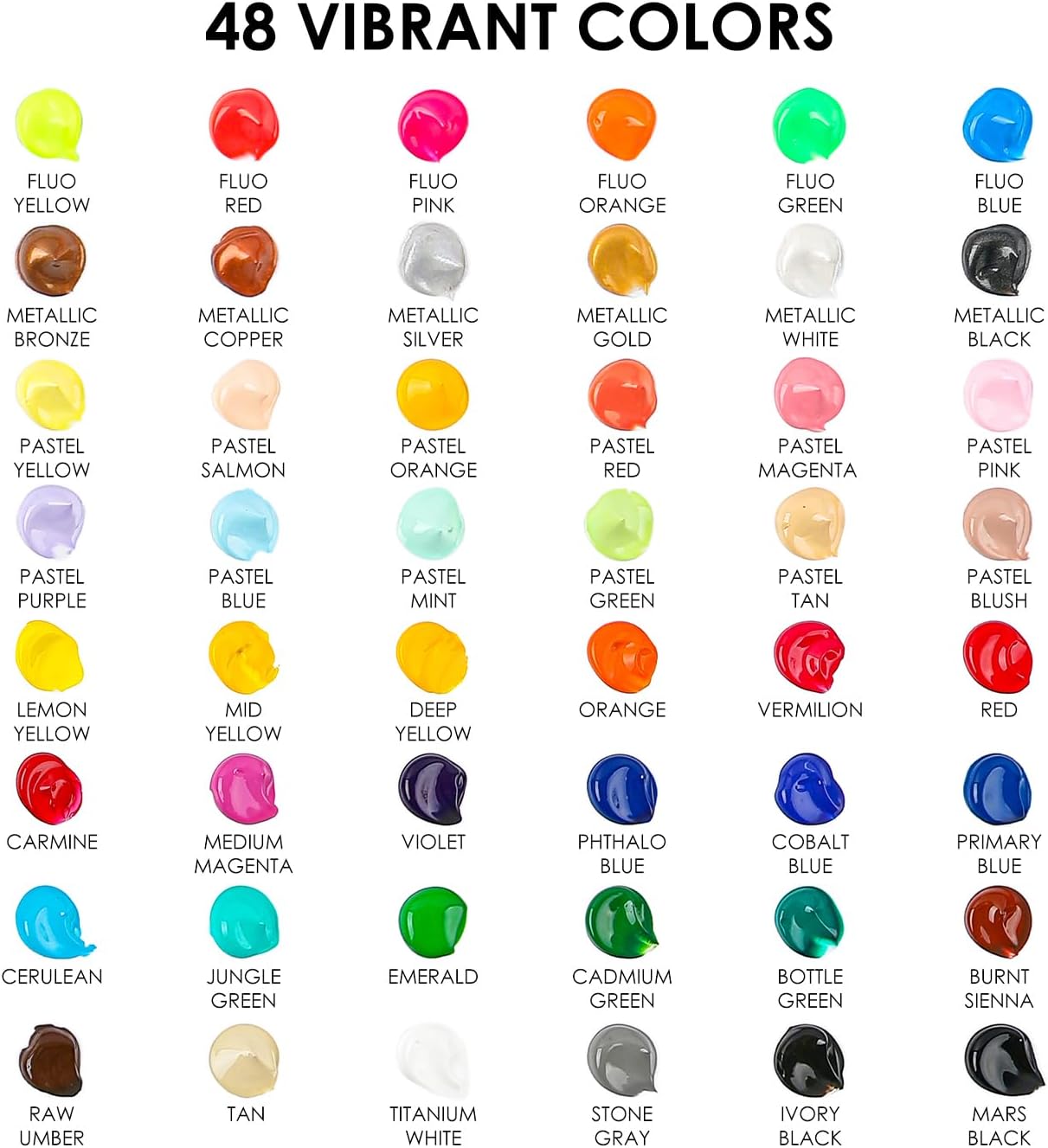 Acrylic Paint, 48 Colors Paint, Art Supplies, Acrylic Paint Set with 5 Paint Brushes, 10-Sheet Canvas Paper, 36-Sheet Disposable Palette Paper, Stencil Set, and Blending Tool, Craft Paint
