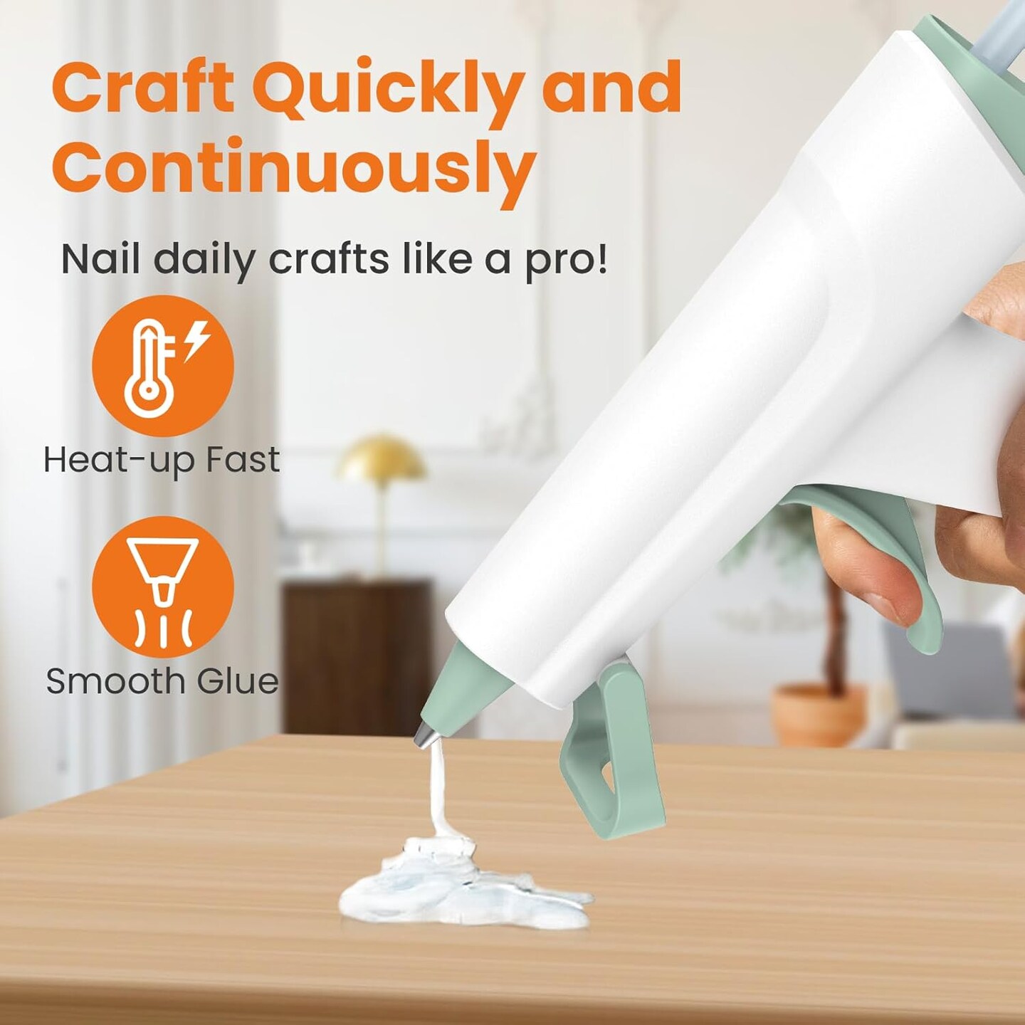 Cordless Hot Glue Gun - Auto Shut-off, 2600mAh Battery, USB-C Rechargeable, Wireless Hot Glue Gun Kit with 20 Mini Glue Sticks, Portable & Rechargeable Cordless Glue Gun for Crafts Arts DIY