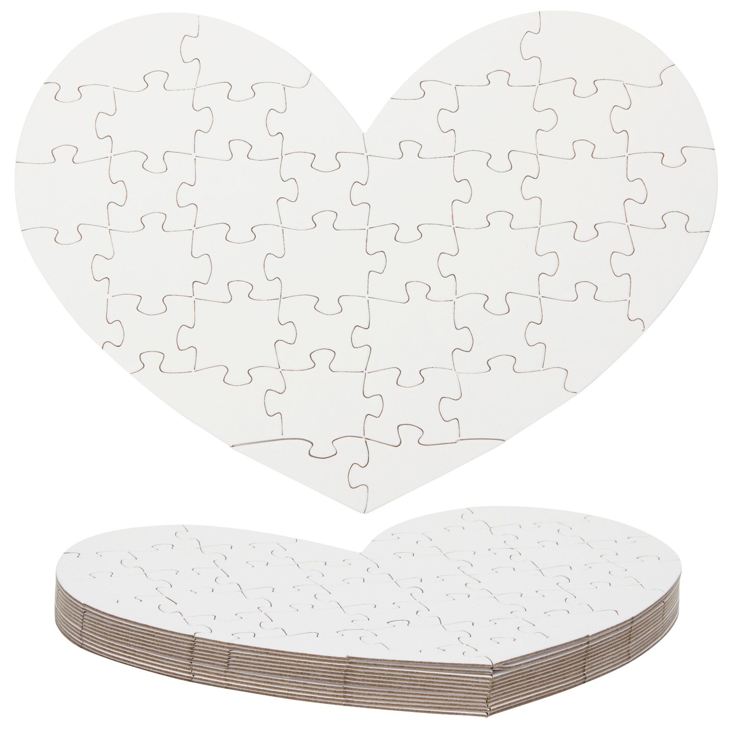 Set of 12 Heart Shaped Blank Jigsaw Puzzles to Draw On for Valentine&#x2019;s, DIY Crafts (9 x 6 in, 40 Pieces Each)