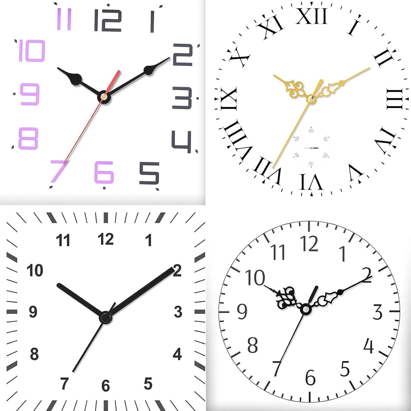 3-Pack Non-Ticking Quartz Clock Movements – Battery Operated, 6 Sets Short Hands, 0.5"/13mm Shaft.