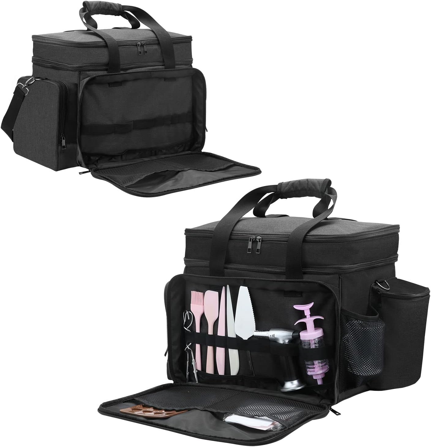 Bakers’ Storage Bag – Cake Decorating Tool Caddy for Pans, Mats, Liners & Baking Supplies, Black