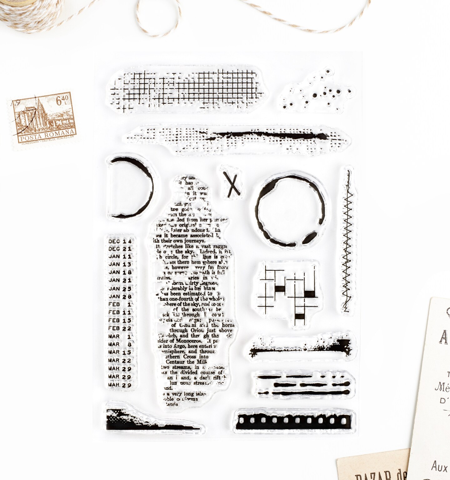 Textures & Mini Coffee Stains, Clear Stamps 4x6 inch by Wintertime Crafts