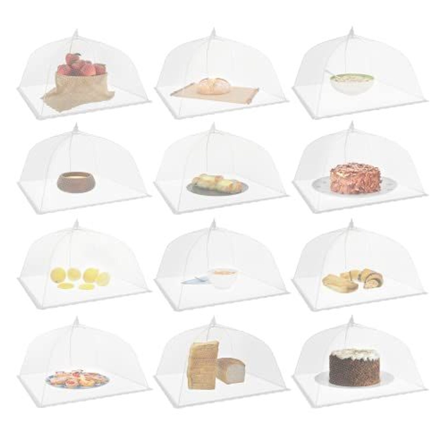 Simply Genius 12 Pack Large &#x26; Tall 17x17 Inches Pop-Up Mesh Food Covers Tent Umbrella for Outdoors, Reusable &#x26; Collapsible Picnic Accessories Outdoor Food Covers for Outdoor Parties, Picnics &#x26; BBQs