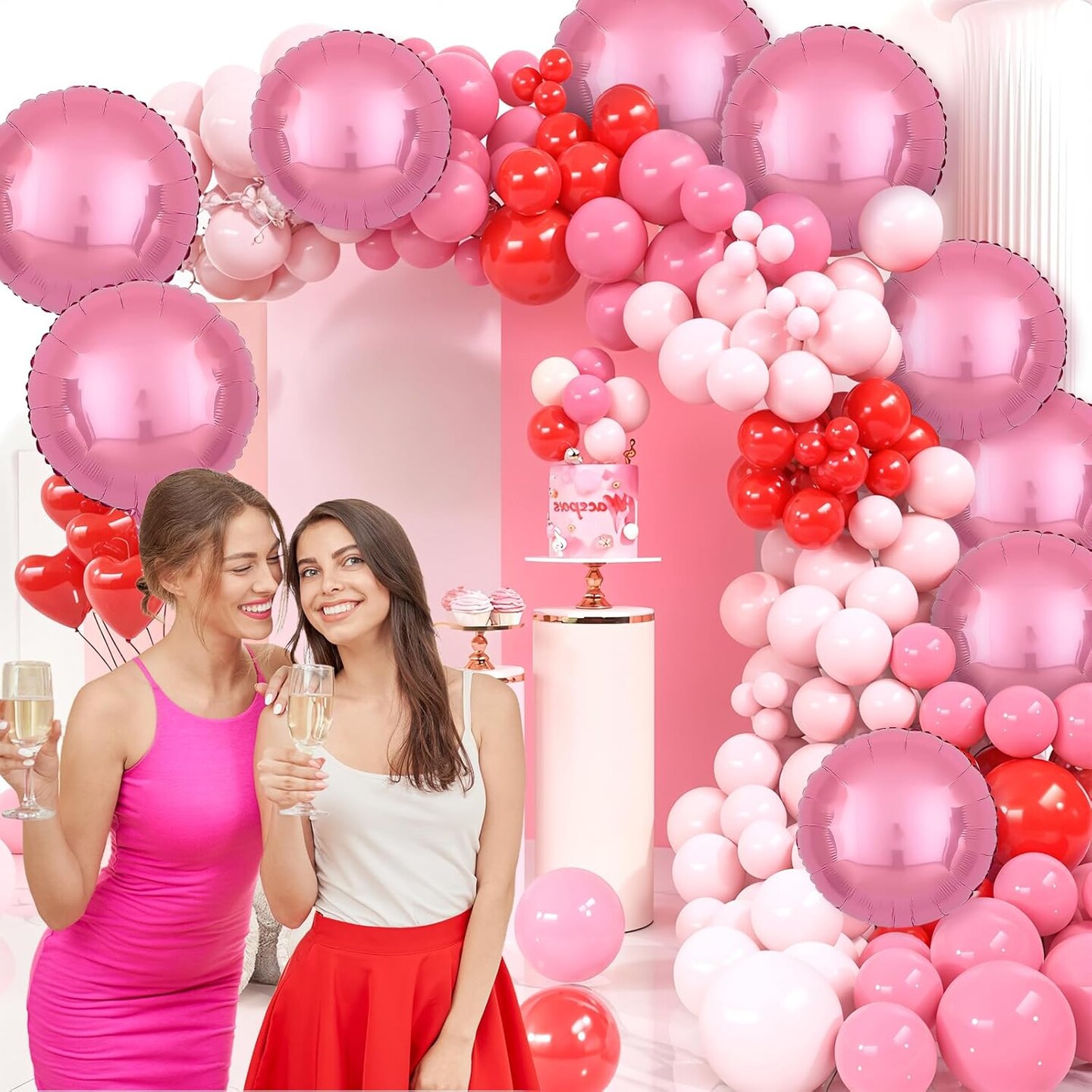Pink Round Balloons, 20Pcs Pink Foil Balloon Giant Round Shaped Mylar Balloons 18&#x22;Helium balloon for Birthday Baby Shower Wedding Anniversary Engagement Party Decorations