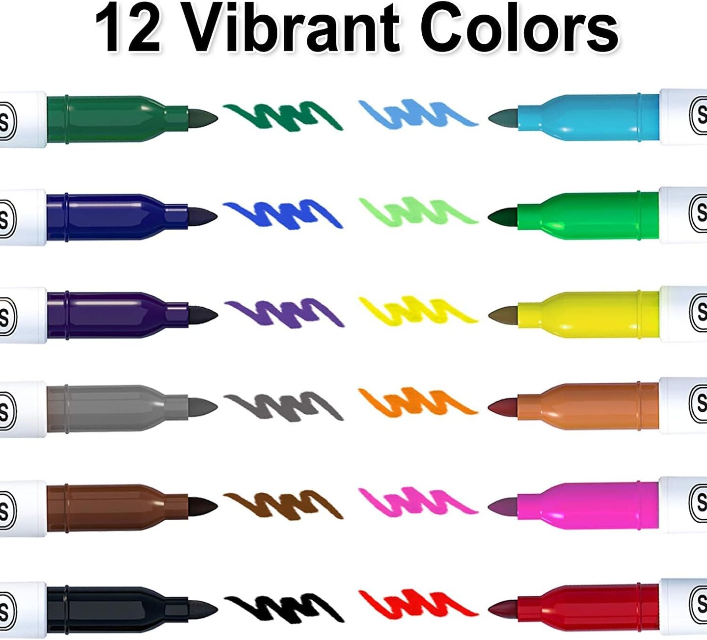 144 Pack Permanent Markers, Permanent Marker Assorted Colors, 12 Bright Colors Fine Point Permanent Markers For Kids and Adult Coloring on Wood, Stone, Glass as Office, School Supplies