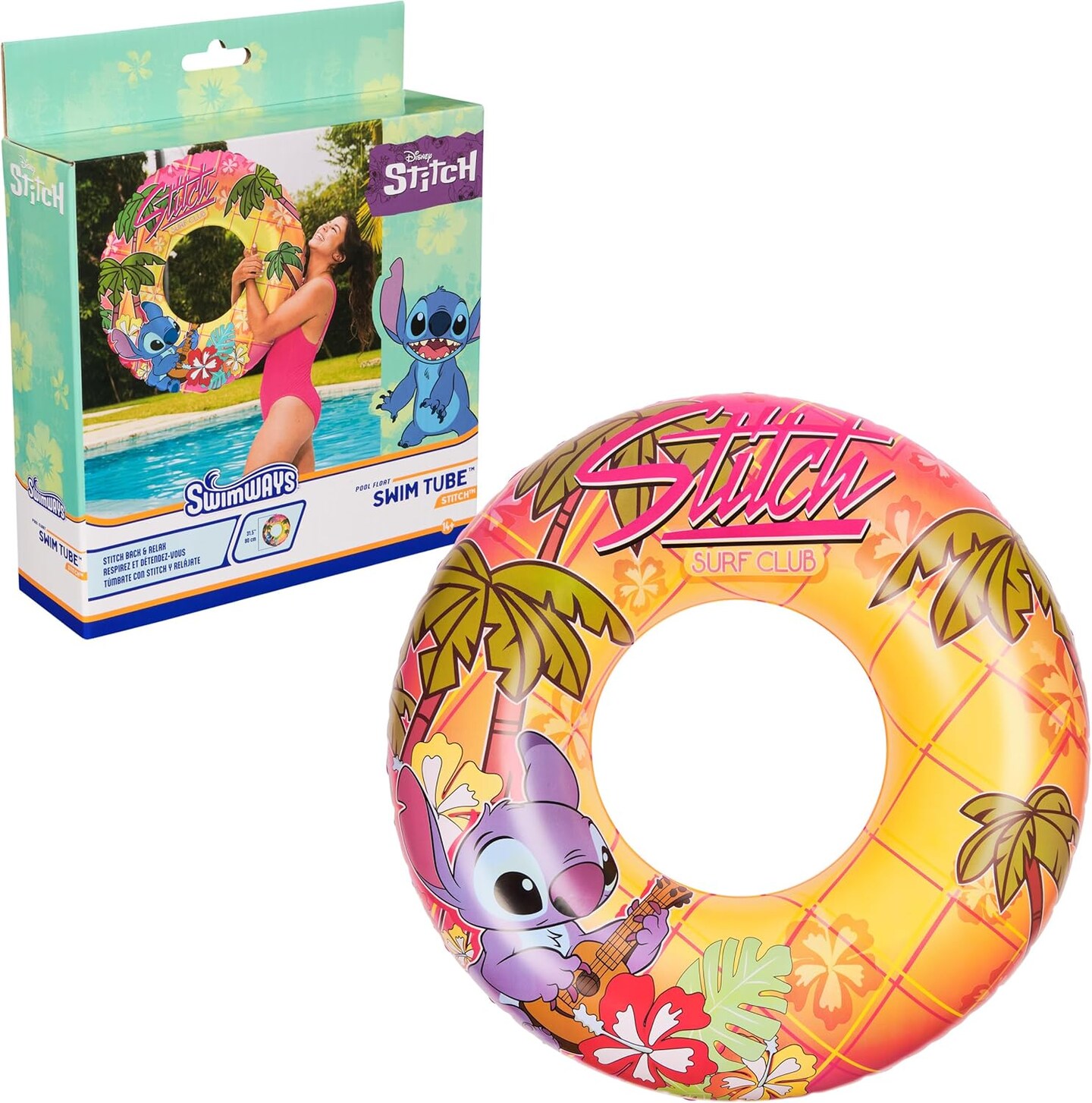 Stitch Swim Tube Pool Float, Inflatable Pool Floats & Kids Pool Toys, Swimming Pool Accessories & Beach Essentials for Summer Teens Aged 14 & Up
