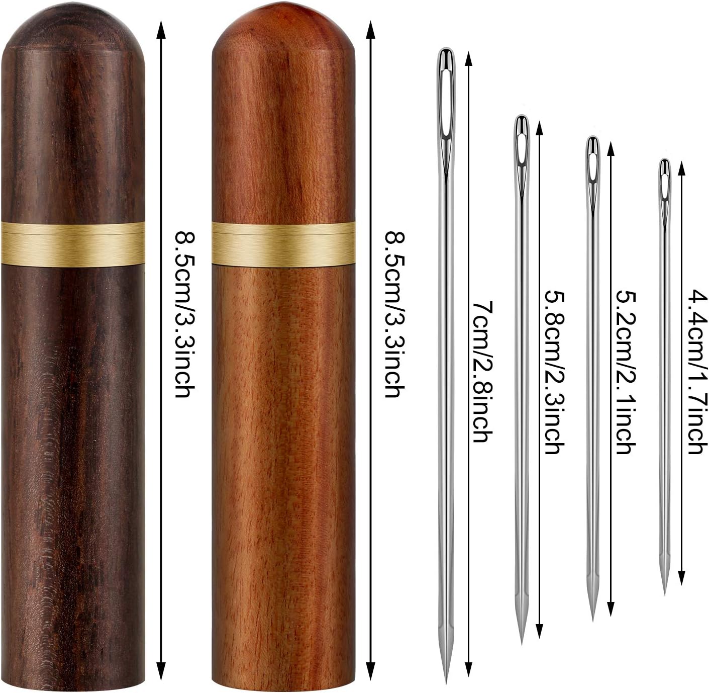 24PCS Self-Threading Hand Sewing Needles – Large Gauge with Wooden Case for Embroidery & Crafts