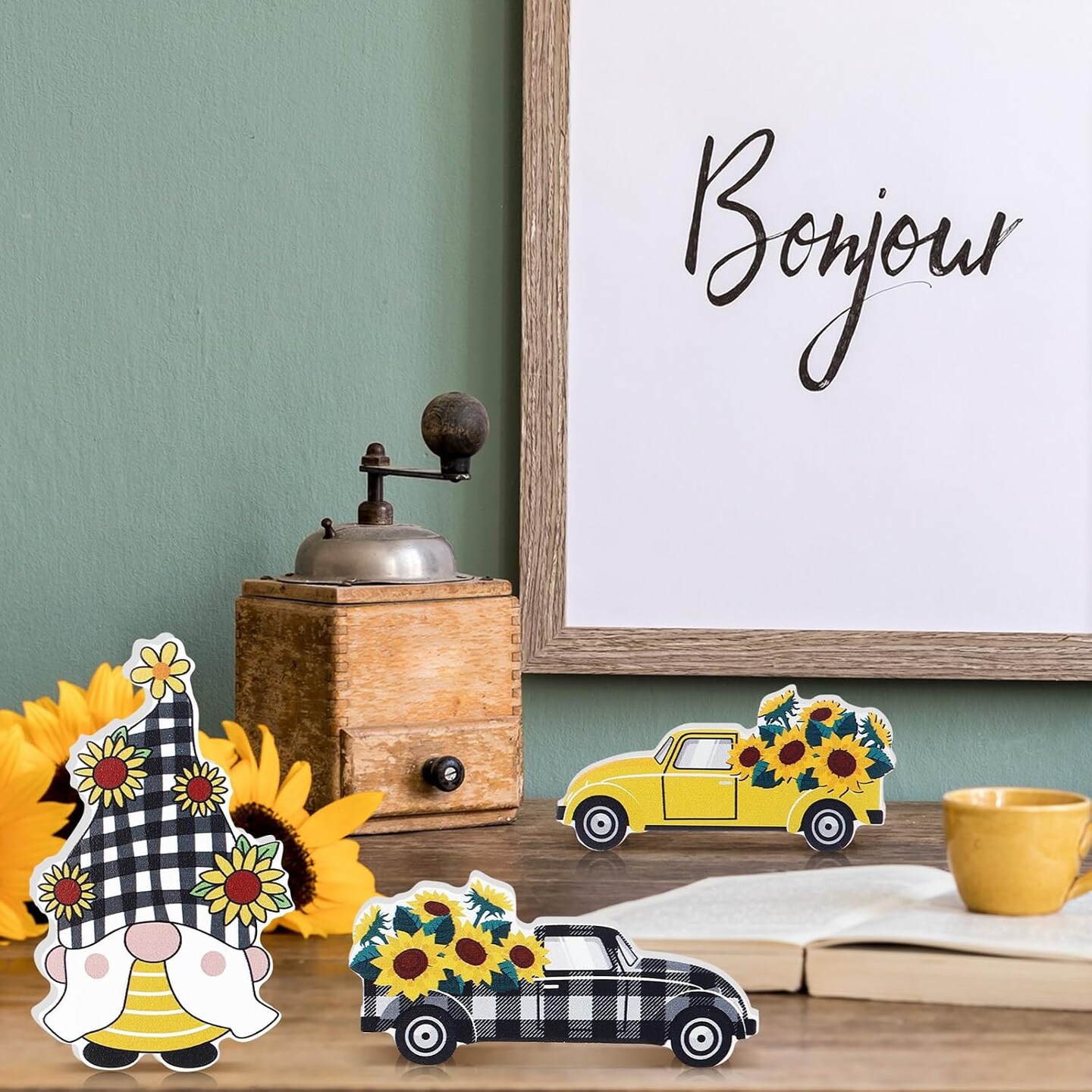 6 Pcs Sunflower Table Decorations Summer Tiered Tray Decor