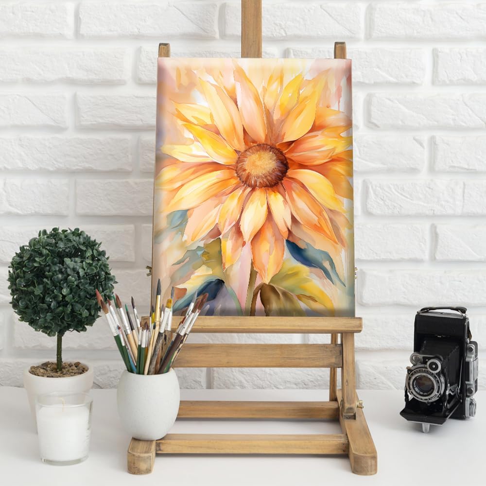 Paint by Numbers Kit for Adults Framed - Sunflower Paint by Number on Canvas with Frame, Flowers DIY Acrylic Painting by Number Ideal Gift Home Wall Decor (12x16 Inch)