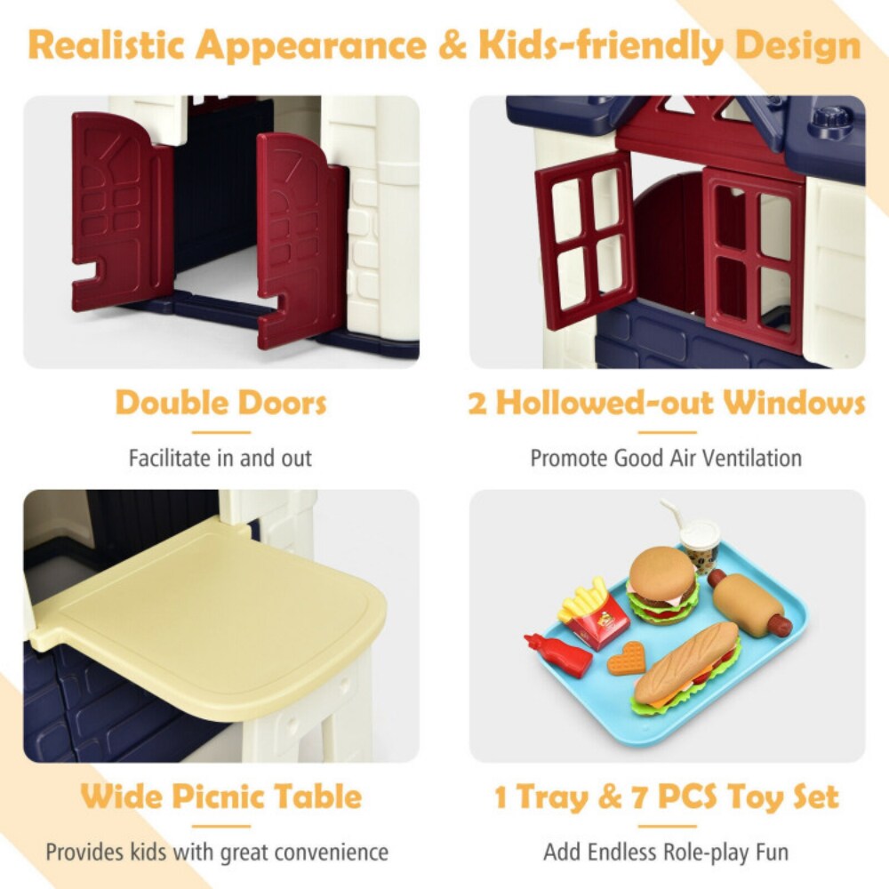 HDPE Playhouse Set with Slide, Table and Cover for Kids