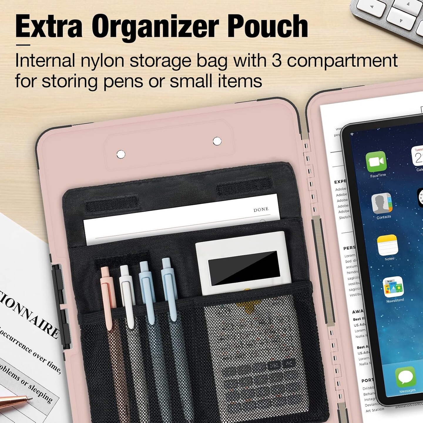 Toughest Clipboard with Storage, Internal Pen Pouch Included, Letter/ A4 Size, Shockproof Heavy Duty Plastic Clip Boards 8.5x11&#x201D;, High Capacity Clipboards Box Case for Contractor Trucker Driver