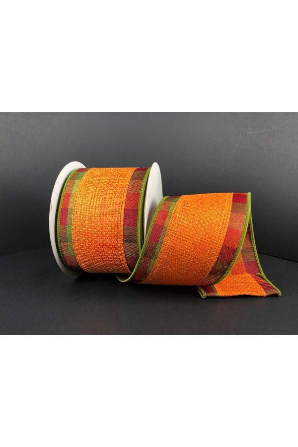 2.5&#x22; Fall Plaid Two Sided Ribbon: Orange (10 Yards)
