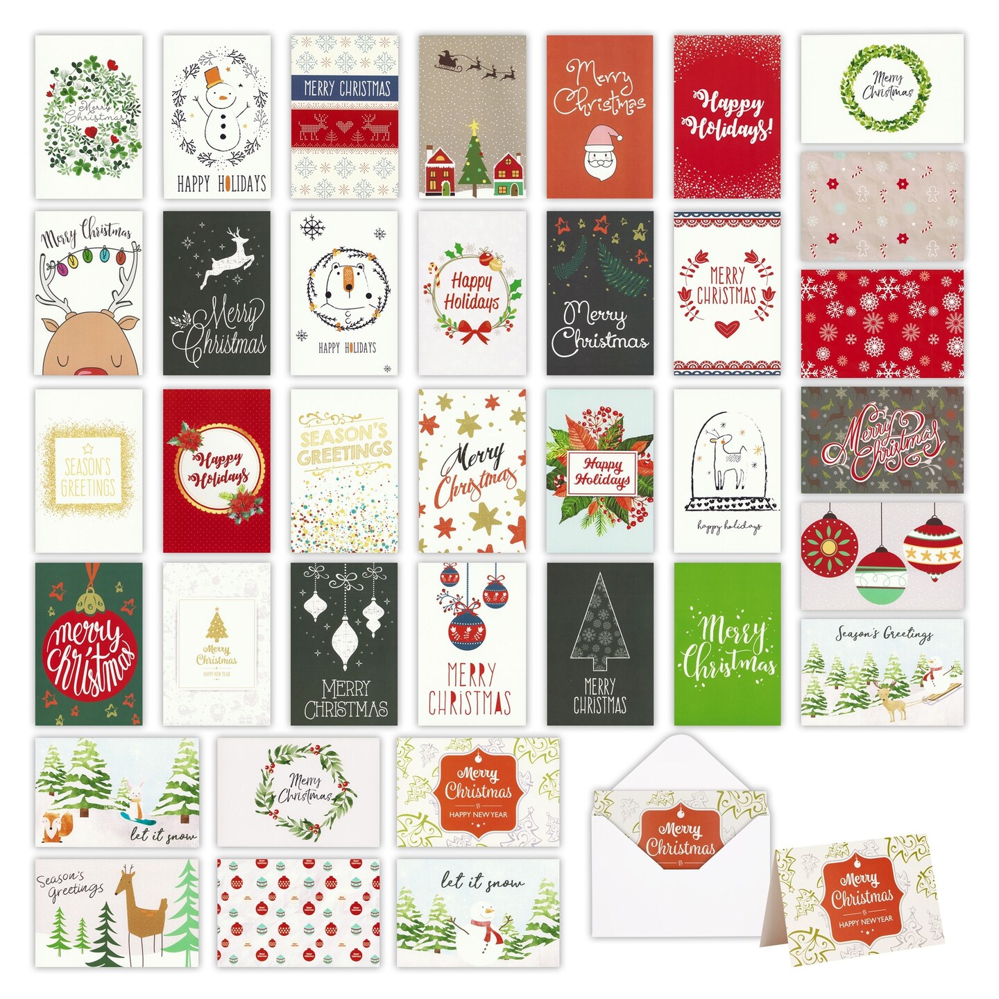 Best Paper Greetings 36 Pack Assorted Christmas Cards, 4x6 Holiday Greeting Cards with Envelopes, 36 Cute Designs, Bulk Xmas Note Card Variety Pack for Festive Holiday Seasons