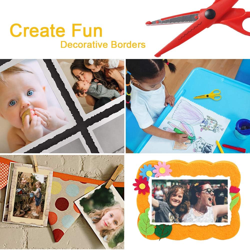 6-Pack Decorative Craft Scissors – Patterned Blades for Scrapbooking, DIY, Kids & Crafts