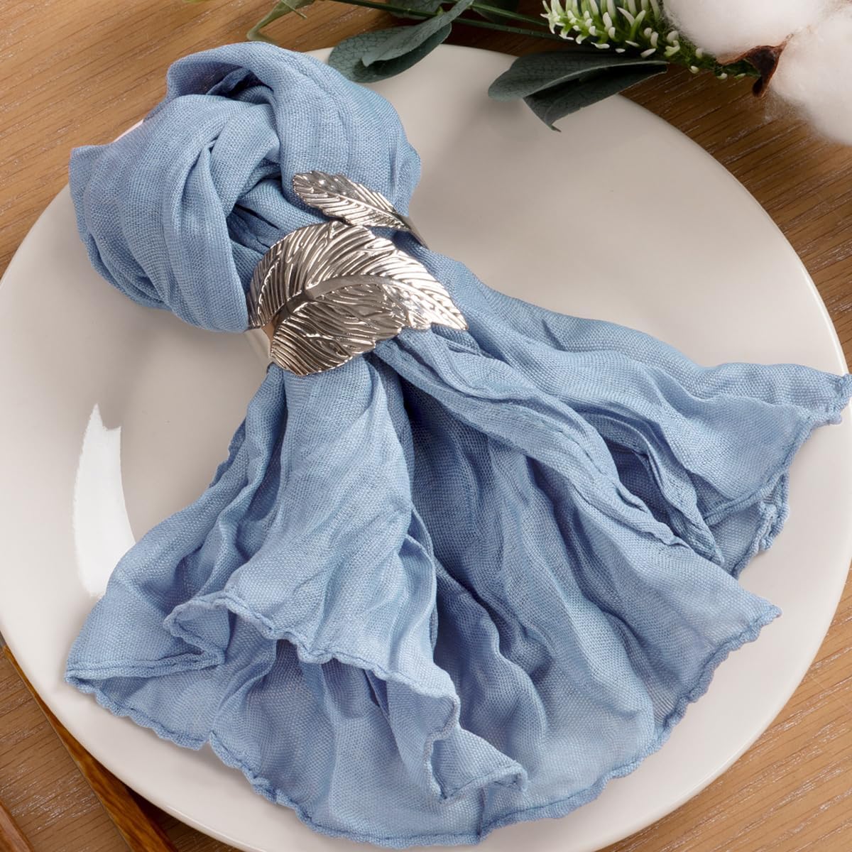 60 Pack Cheesecloth Napkins Dusty Blue Wedding Napkins 21&#x22;x21&#x22; Boho Reusable Napkins in Bulk for Easter Wedding Bridal Baby Shower Events Table Decor