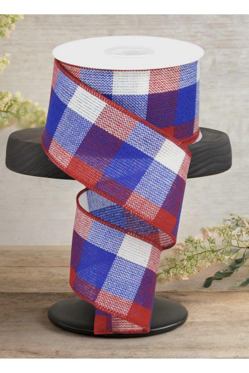 2.5&#x22; Check Plaid Ribbon: Patriotic (10 Yards)