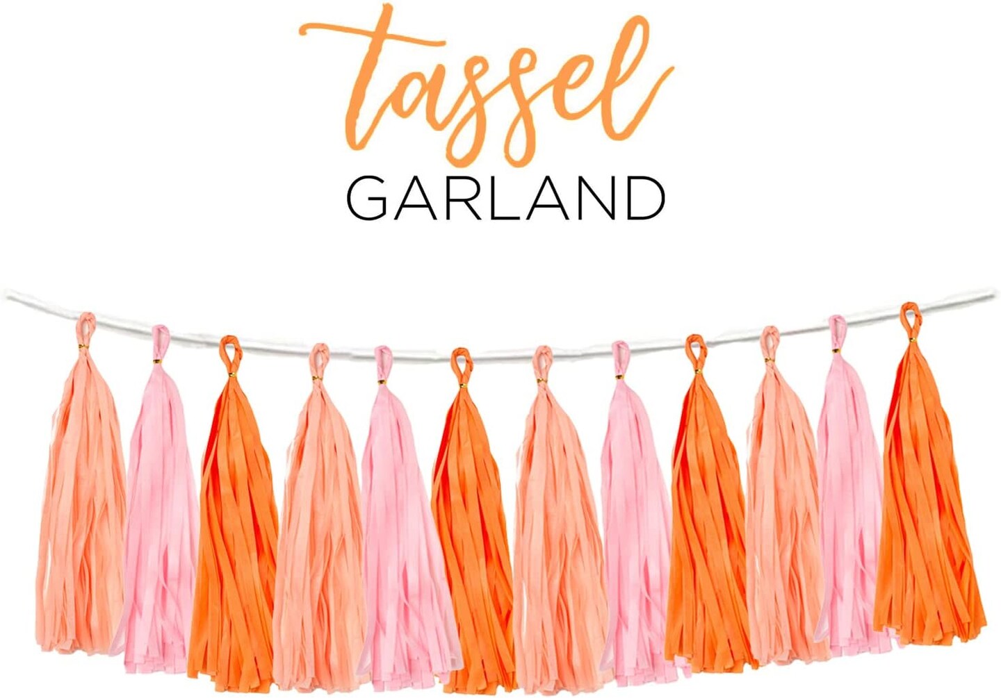 15PCS Pink Orange Peach DIY Tissue Tassel Garland Groovy Retro Party Tassel Banner Bunting Streamer for Girl Baby Shower Groovy Halloween Birthday Bridal Shower Nursery Classroom Wall Hanging D&#xE9;cor