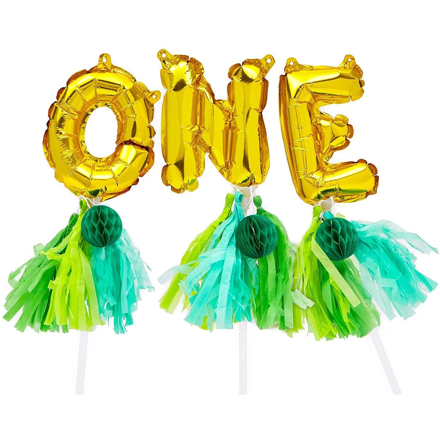 Mini ONE Balloon Cake Topper Letters, 1st Birthday Party Jungle Safari D&#xE9;cor