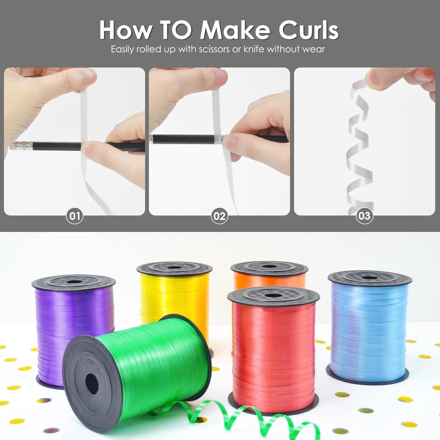 White Curling Ribbon, Balloon String 500 Yard for Gift Wrapping