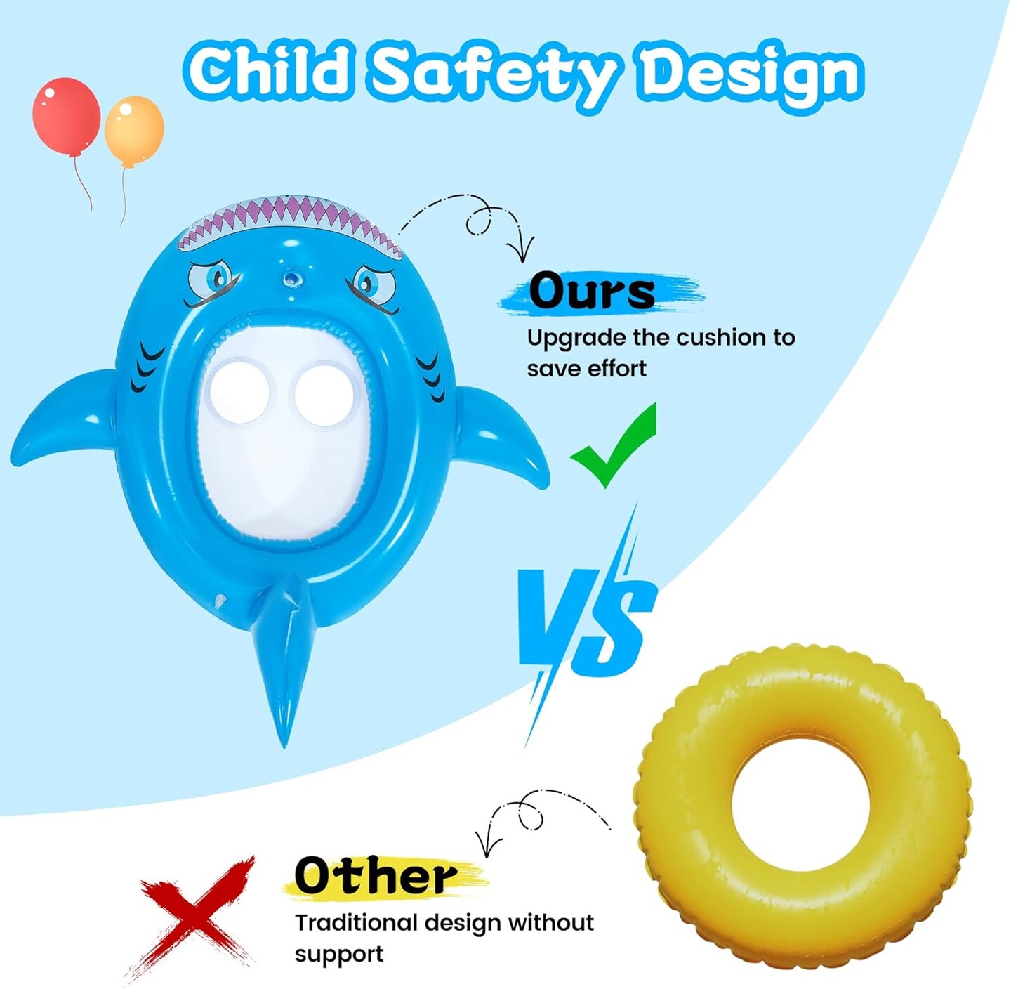 Summer Pool Floats for Kids with Water Squirt Gun Pool Toys for Toddler Ages 3-8 Shark Pool Floaties Inflatable Rafts Water Beach Lake Party Toys Swimming Floaty for Boys Girls