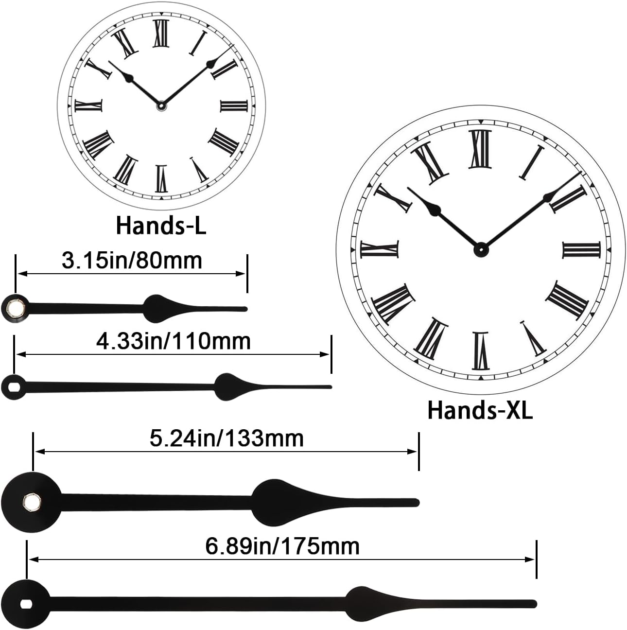 2 Pieces 12888 High Torque Clock Movement for Wall Clock Mechanism Replacement, with 4 Pairs of Clock Hands,Shaft Length 18mm(45/64 inch)