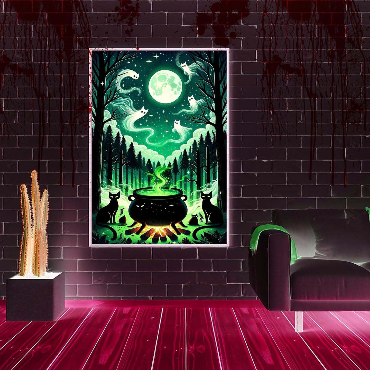 Halloween Moon Diamond Painting Kits for Adults - Ghost Forest Diamond Art Kits for Adults Beginner, DIY Full Drill Spooky Diamond Art Painting,5D Gem Art and Cat Crafts