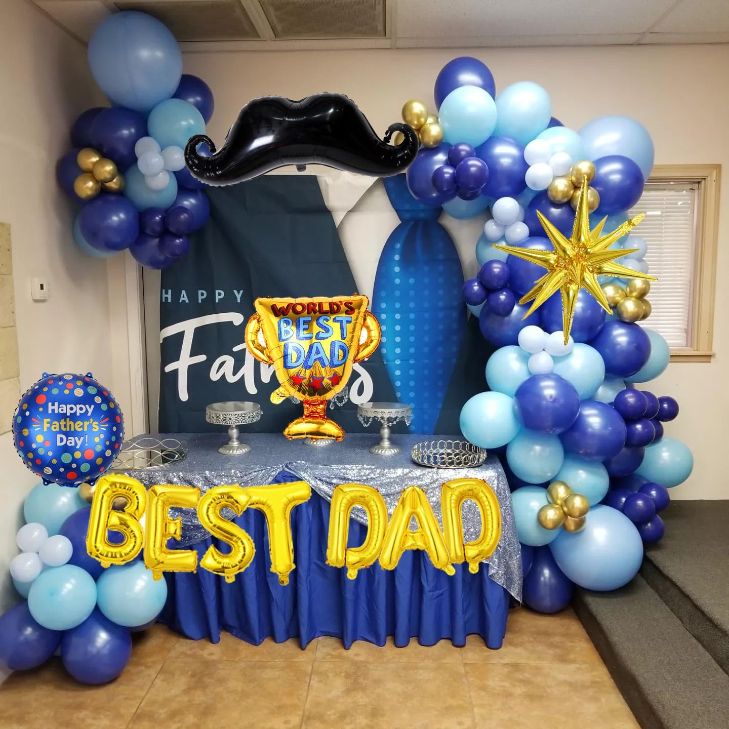 133Pcs Fathers Day Balloons Decorations Garland Arch Kit Include Happy Fathers Day Balloons,BEST DAD Foil Mylar Balloons, Happy Father's Day Party Decoration Supplies
