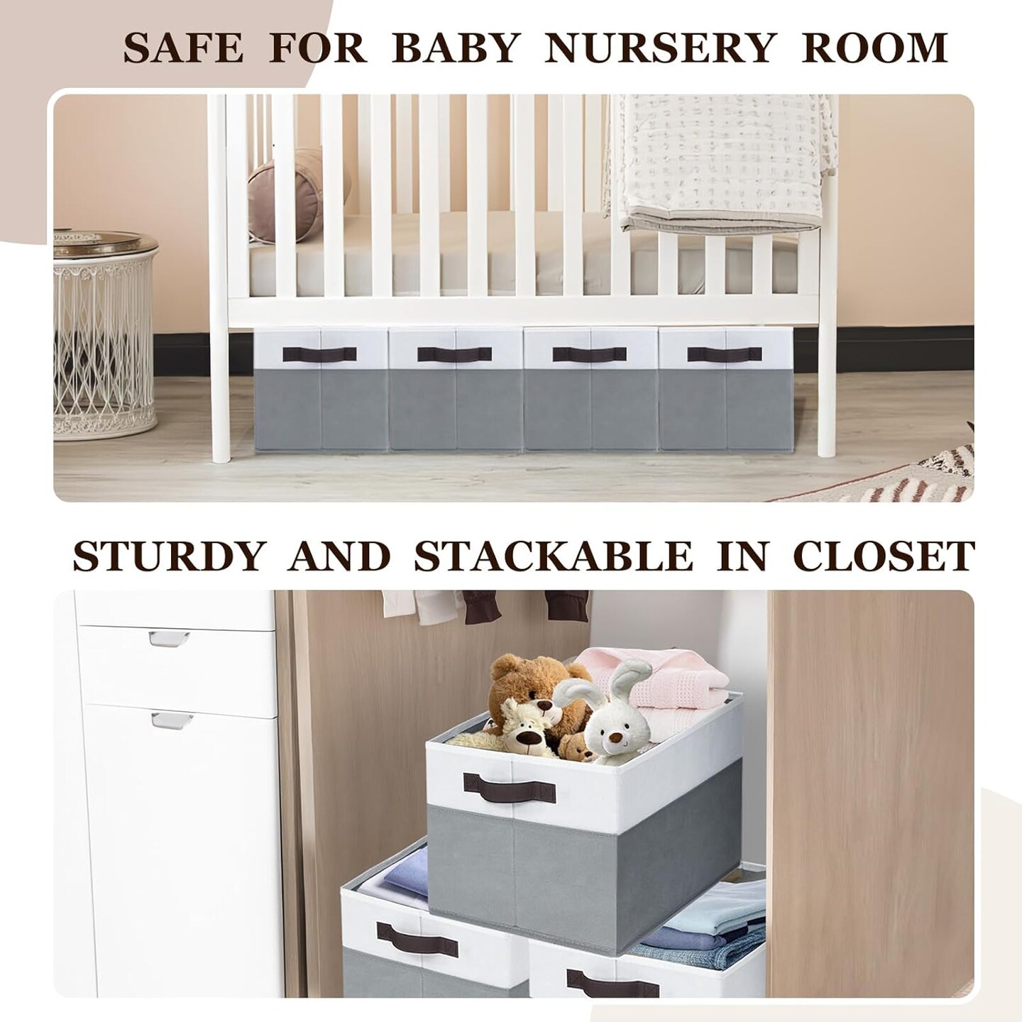 4 Pack Large Summer Storage Baskets for Shelves | Fabric Closet Organizers and Storage Bins with Handles Home Organization | Decorative Collapsible Baskets